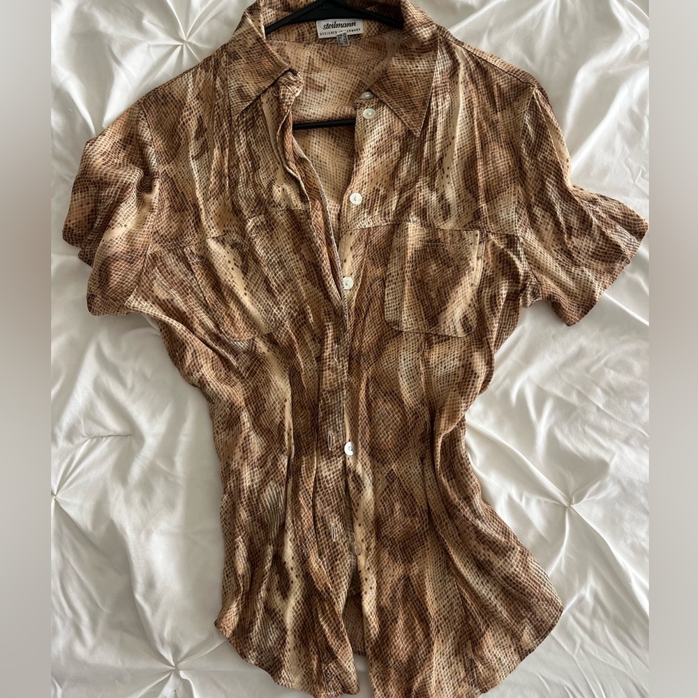 Steilmann Brown Patterned Button-Down Shirt - image 2